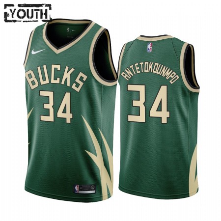 NBA Børn Trøje Milwaukee Bucks Giannis Antetokounmpo 34 2020-21 Earned Edition Swingman NBA Børn Trøje Milwaukee Bucks Giannis Antetokounmpo 34 2020-21 Earned Edition Swingman